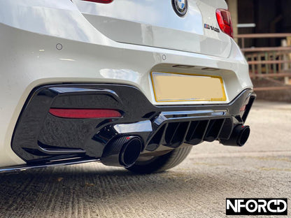 BMW 1 Series F20 LCI Rear Diffuser for M140i M135i – Gloss Black Twin Exit Dual Exhaust Valance Rear Bumper Lower Spoiler OEM Style ABS Clip-On Insert (Facelift 2015-2019) UK Stock