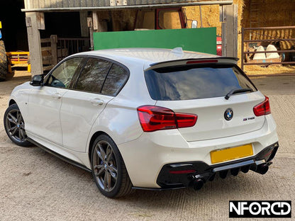 BMW 1 Series F20 LCI Rear Diffuser for M140i M135i – Gloss Black Twin Exit Dual Exhaust Valance Rear Bumper Lower Spoiler OEM Style ABS Clip-On Insert (Facelift 2015-2019) UK Stock