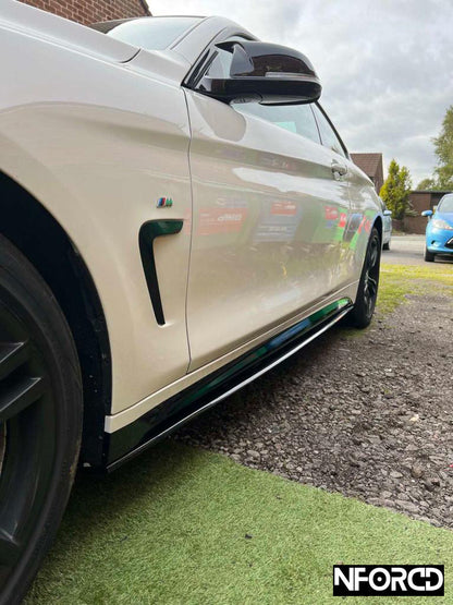 BMW 4 Series F32 Coupe 2012-2019 Gloss Black Front Bumper Lip/Splitter Spoiler + Side Skirt/Sill Extensions | Valance Chin Lip, Rocker Lips, Aero Body/Ground Effects Kit | ABS Plastic | UK Made | Fits 430i 430d 435i 435d 440i