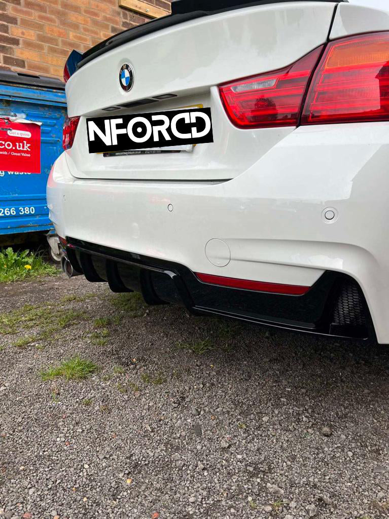 BMW 4 Series F32 Coupe M Sport Rear Diffuser/Rear Valance - Gloss Piano Black M Performance Style Lower Bumper Trim - 2012-2019 - Single or Dual/Twin Exit - Fits 430i 435i 440i 430d 435d - UK Stock