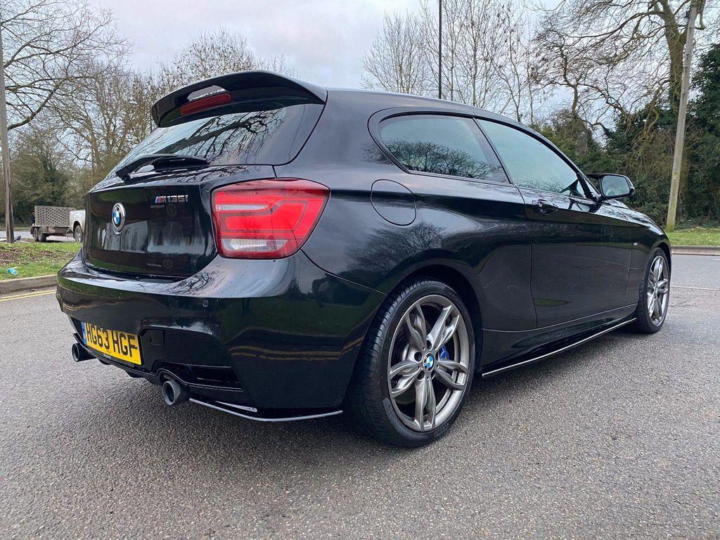 BMW 1 Series F20 F21 2011-2015 Pre-LCI Pre-Facelift M135i Style Rear Diffuser/Valance - Gloss Black Twin Exit Dual Outlet Exhaust Surround, OEM Style Lower Bumper Trim Rear Skirt Bumper Insert