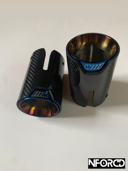 Pair of Blue BMW Exhaust tips for BMW's with a twin exit
