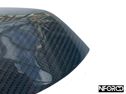 BMW Carbon Fiber/Fibre Wing Mirror Covers, Side Mirror Caps/Shells – Real Gloss Carbon OEM-Style Replacement – F20 F21 F22 F23 F30 F31 F34 F32 F33 F36 X1 E84 – 1 2 3 4 Series – Pair Left & Right