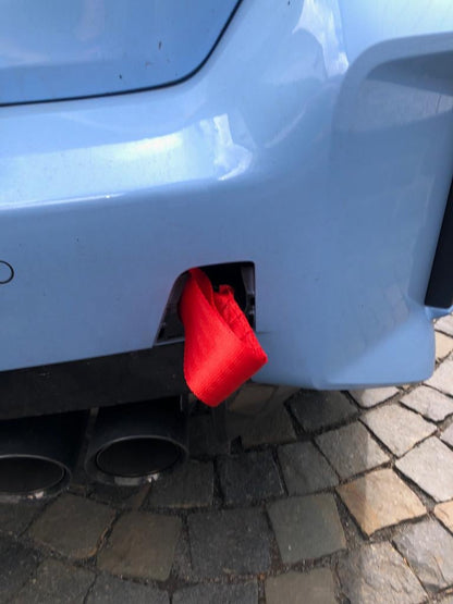 BMW M2 M3 M4 Tow Strap / Tow Hook / Towing Eye - G80 G81 G82 G83 G87 (S58) Screw-In Recovery Loop, Track Day/Drift, Front/Rear - Red
