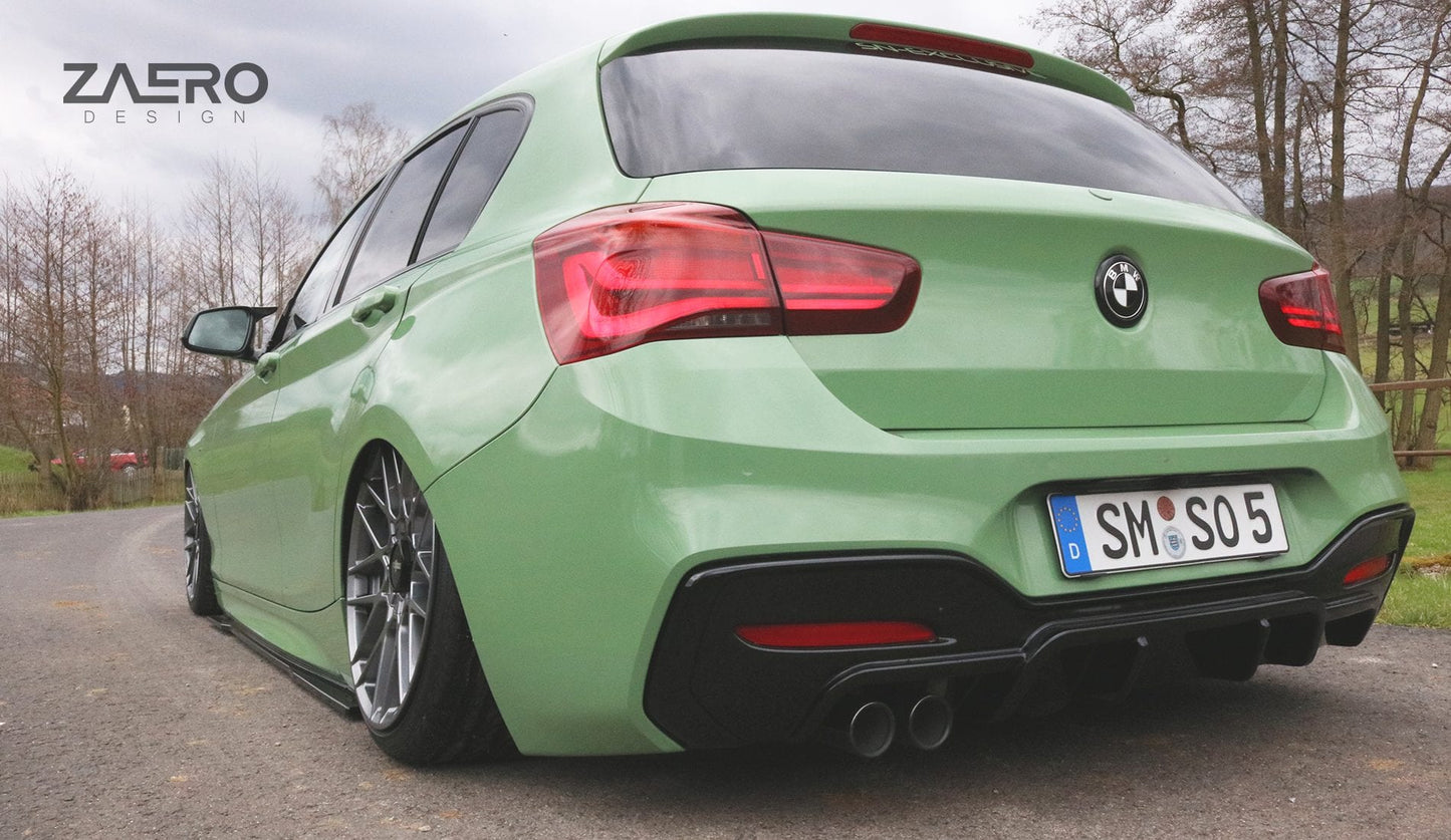 Zaero Design EVO-1 (EVO1) Rear Diffuser/Valance/Apron Gloss Black ABS for BMW 1 Series F20/F21 LCI Facelift M Sport 2015-2019 - Rear Bumper Insert Skirt Lower Trim - Fits 118i 120i 125i M140i