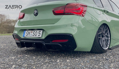 Zaero Design EVO-1 (EVO1) Rear Diffuser/Valance/Apron Gloss Black ABS for BMW 1 Series F20/F21 LCI Facelift M Sport 2015-2019 - Rear Bumper Insert Skirt Lower Trim - Fits 118i 120i 125i M140i