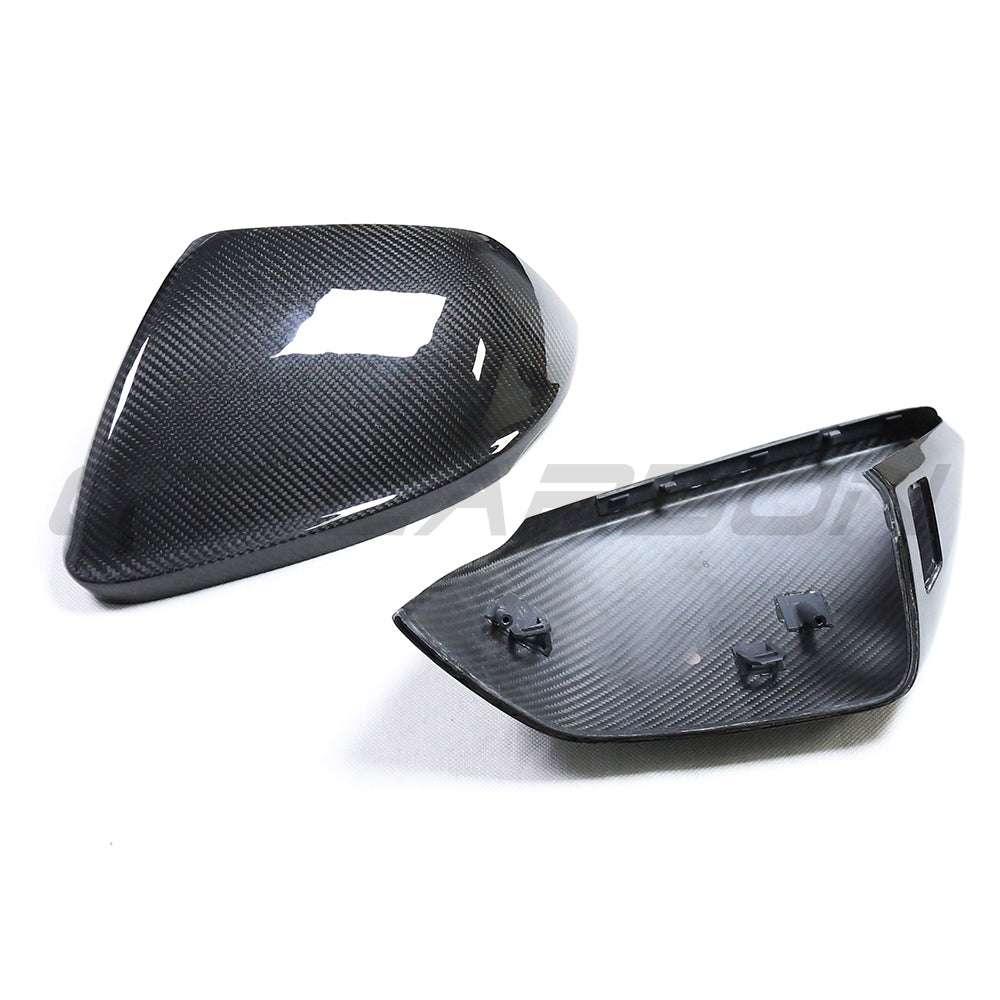 Audi Q8 SQ8 RSQ8 & Lamborghini Urus Carbon Fibre/Fiber Wing Mirror Caps - Side Mirror Covers Shells, CT Carbon Pre-Preg OE-Fit Replacement Housings - Lane Assist/Side Assist Blind Spot Compatible (Urus 2019+, Q8 2020+)