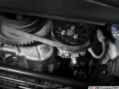 ECS Tuning Billet Aluminium Power Steering/PS Pump Drive Pulley, Serpentine/Aux/Accessory Belt Upgrade Replacement - BMW M52/M54 E36 E46 E39 E53 X5 Z3 3 Series 5 Series - Hard Anodised