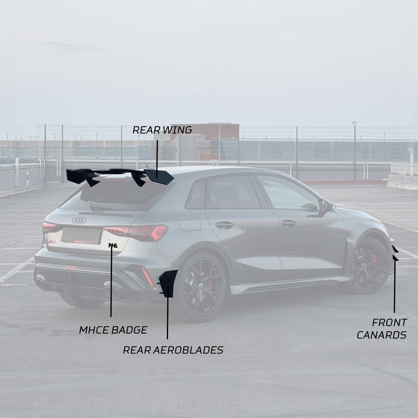 Audi RS3 8Y Aerokit Bodykit (REAR WING, AEROBLADES, CANARDS)