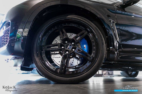 AC Schnitzer AC1 Multi-Piece/Split Rim Gloss Black Alloy Wheels for BMW X6 F16 (2015-2019) - 22" & 23" Deep Dish/Deep Concave Black Rims, Square or Staggered Fitment - Wheel & Tyre Packages