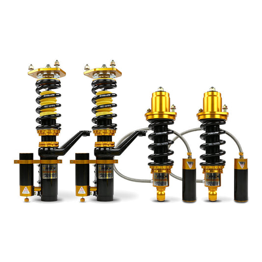 YSR Advanced Pro Plus 2-Way Remote Reservoir Coilovers for VW Golf Mk5/MkV (2003-2008) 55mm strut clamp 4Motion AWD/R32 - Dual Adjustable Bump & Rebound, Inverted Monotube Track/Fast Road Suspension Kit - Separate Rear Spring & Shock