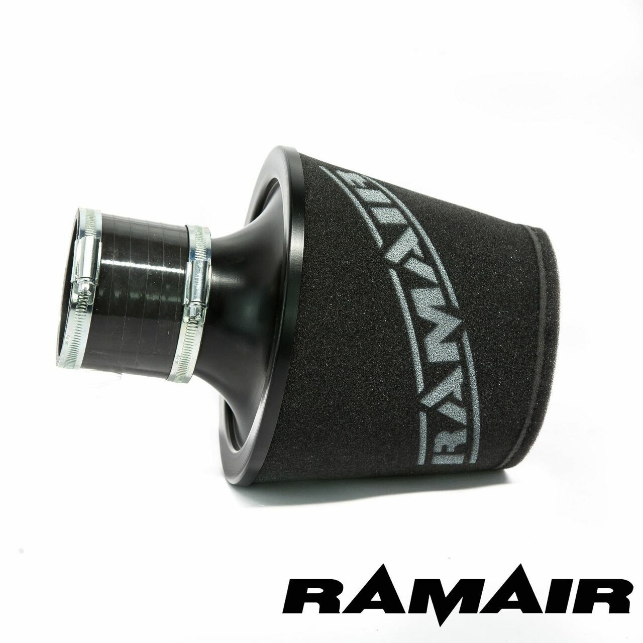 JS-070-BK-KIT - 70mm OD Neck - Black Large Aluminium Base Cone Filter With Silicone Coupler- Universal