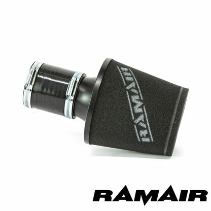 JS-105-BK-KIT - 70mm OD Neck - Black Large Aluminium Base Cone Filter With Silicone Coupler- Universal