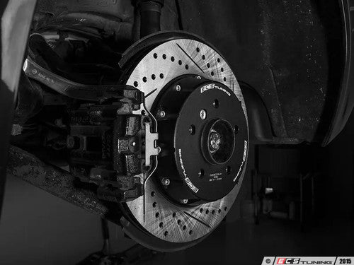 ECS Tuning 2-Piece Lightweight Rear Brake Rotors (Pair) 336x22mm - Direct Bolt-On, Cross-Drilled & Slotted, Semi-Floating - Fits BMW E9x (E90/E92/E93 335i 335d 330i) and E84 X1 xDrive35i