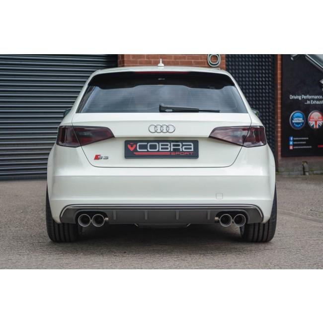 Audi S3 8V Sportback 5 Door 2.0 TFSI quattro (2013-2018) Non-Valved Cat-Back/Catback Exhaust System, 3in/76mm Stainless, Quad Tips, Resonated or Non-Resonated, Valve Delete, UK Made - Fits Pre-GPF/OPF