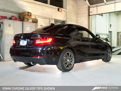 AWE Tuning Touring Axle-Back Rear Exhaust for BMW M240i F22 2 Series (2016-2020, B58) - Back Box/Rear Silencer/Muffler Upgrade, Non-Drone 180 Technology, T304 Stainless, Bolt-On, Dual 90mm/102mm Tips (Chrome or Diamond Black), Lifetime Warranty
