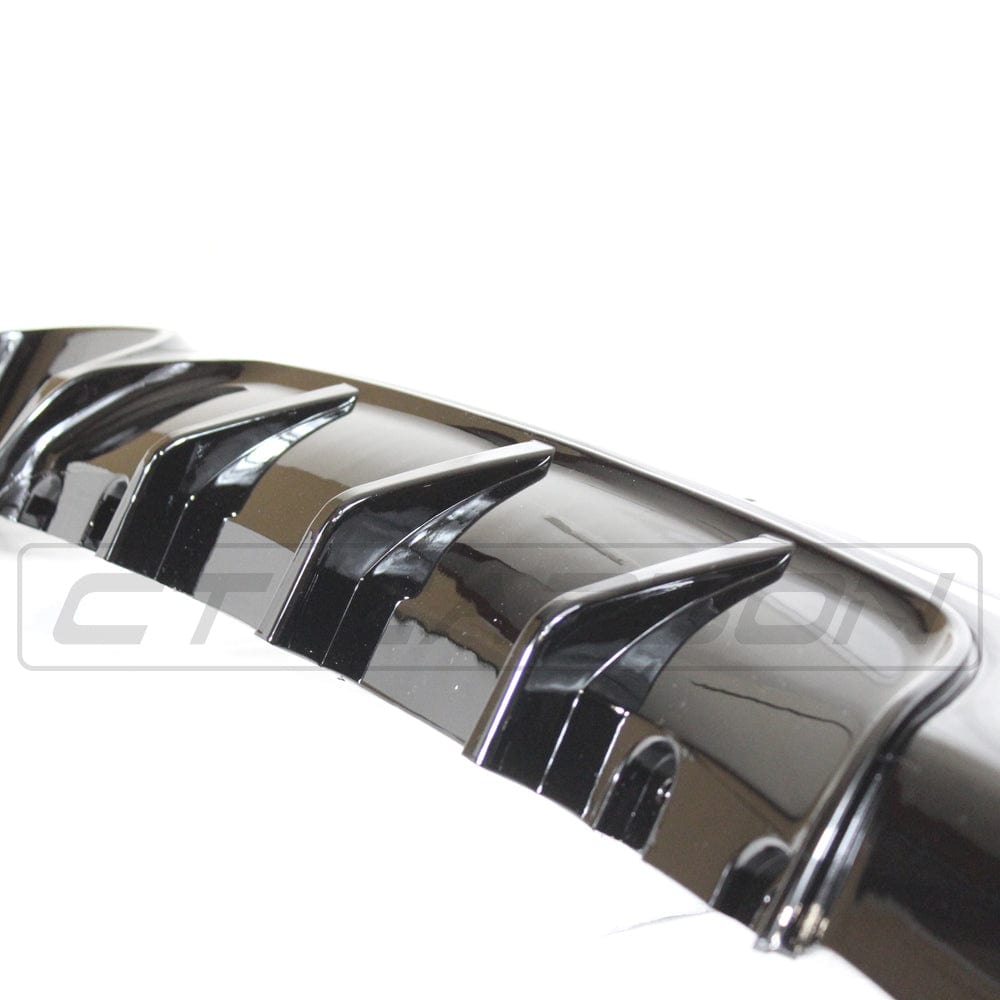 BMW 2 Series F22/F23 2014-2020 Gloss Black Rear Diffuser Valance – Twin Exhaust Dual Outlet – M Performance MP Style / M Sport Look Rear Bumper Lower Trim Apron Insert – Coupe & Convertible – BLAK by CT Carbon