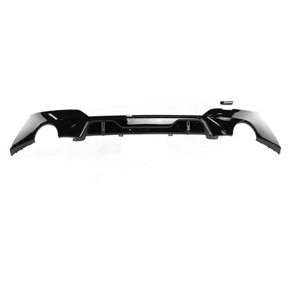 BMW 3 Series G20/G21 Rear Bumper Diffuser Gloss Piano Black – M Performance Style Rear Valance/Skirt/Apron – Round Exhaust Tailpipe Insert – Saloon/Sedan & Touring/Estate 2019-2022 – CT Carbon BLAK