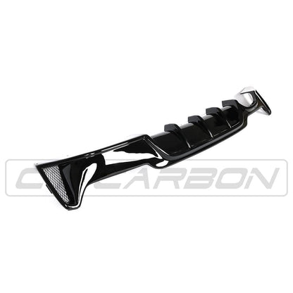 BMW 4 Series F32 F33 F36 F3x Rear Diffuser / Valance - Gloss Piano Black, Left Side Twin/Dual Tip Exit | Rear Bumper Lower Trim Skirt Apron Splitter | Coupe Convertible Gran Coupe 2013-2020 | OEM Style | CT Carbon BLAK