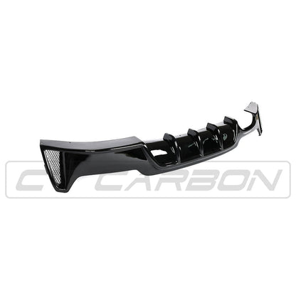 BMW 4 Series F32 F33 F36 F3x Rear Diffuser / Valance - Gloss Piano Black, Left Side Twin/Dual Tip Exit | Rear Bumper Lower Trim Skirt Apron Splitter | Coupe Convertible Gran Coupe 2013-2020 | OEM Style | CT Carbon BLAK