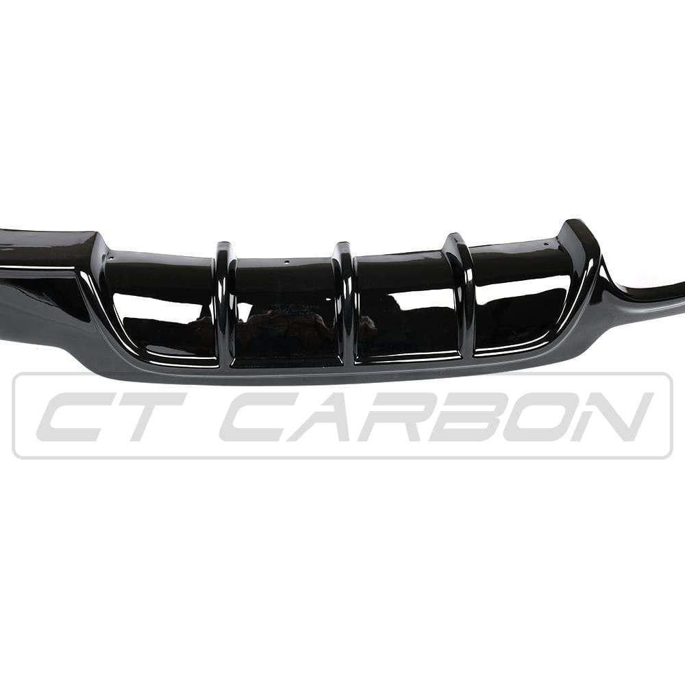 BMW 4 Series F32 F33 F36 Rear Diffuser Gloss Piano Black Dual Left Exit Exhaust Valance 2013-2020 - Rear Bumper Lower Trim Splitter for Left-Side Twin Tip - Coupe Convertible Gran Coupe - CT Carbon BLAK 420i 428i 430i 435i 440i