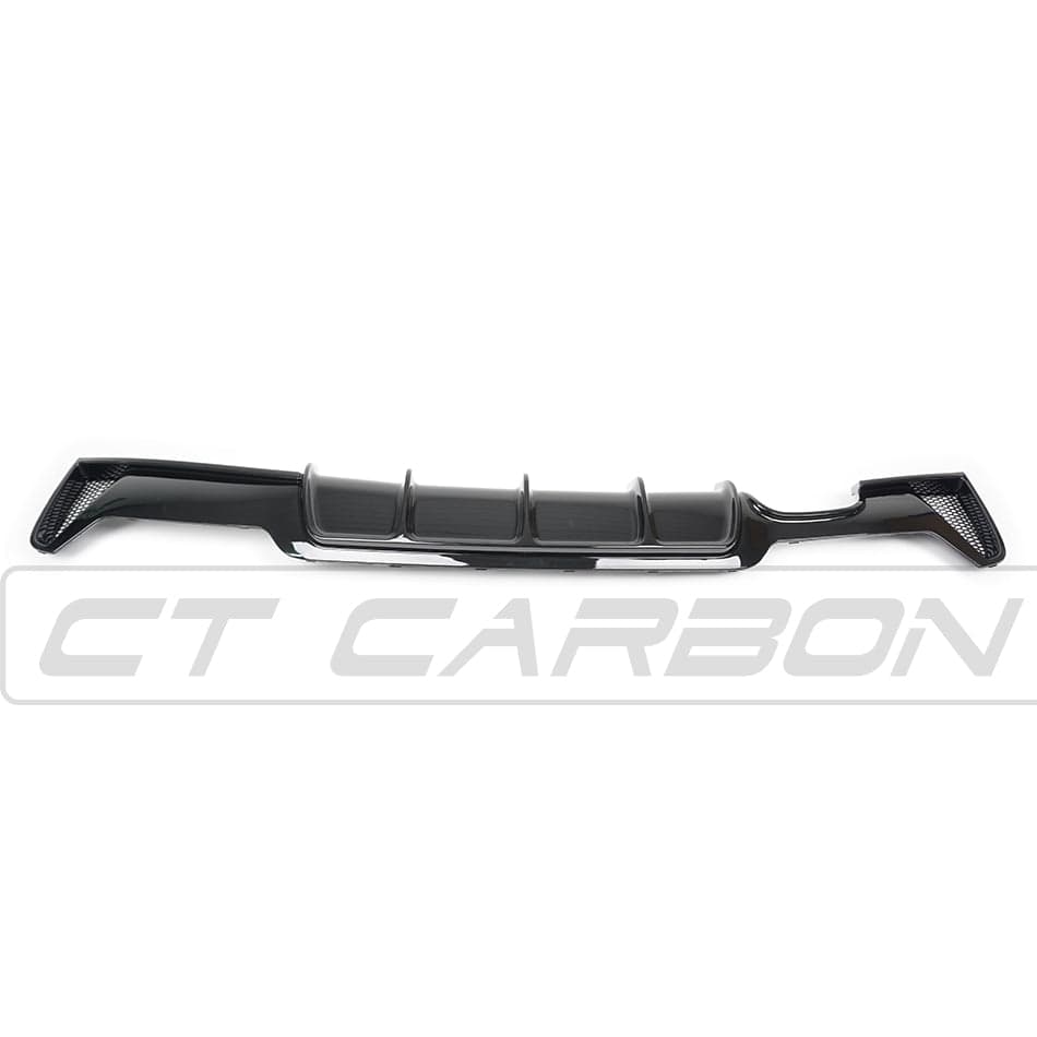 BMW 4 Series F32 F33 F36 F3x Rear Diffuser / Valance - Gloss Piano Black, Left Side Twin/Dual Tip Exit | Rear Bumper Lower Trim Skirt Apron Splitter | Coupe Convertible Gran Coupe 2013-2020 | OEM Style | CT Carbon BLAK