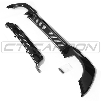 BMW 3 Series G20/G21 Rear Diffuser – Gloss Piano Black Quad Exhaust | M Performance Style Rear Valance/Lower Bumper Trim | Quad Exit Rear Apron Insert | Pre-LCI 2019-2022 Saloon/Sedan Touring/Estate