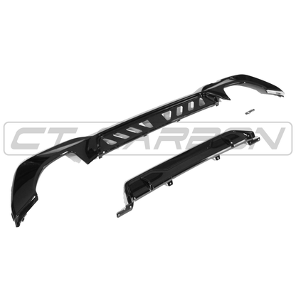 BMW 3 Series G20/G21 Rear Diffuser – Gloss Piano Black Quad Exhaust | M Performance Style Rear Valance/Lower Bumper Trim | Quad Exit Rear Apron Insert | Pre-LCI 2019-2022 Saloon/Sedan Touring/Estate