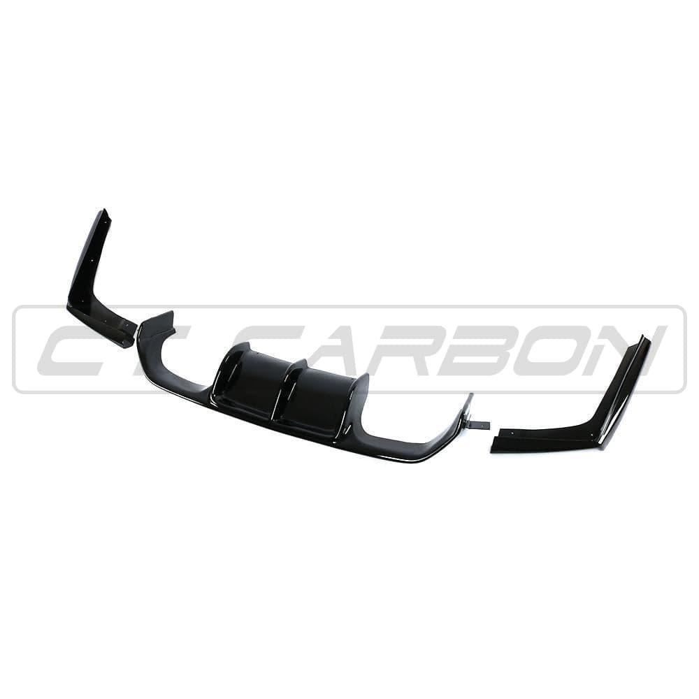 BMW M3/M4 F80 F82 F83 Rear Diffuser/Valance/Splitter V-Style V-Fin - Gloss Piano Black OEM+ M Performance Style Rear Bumper Insert Lower Trim | F8X 2014-2020 | CT Carbon BLAK