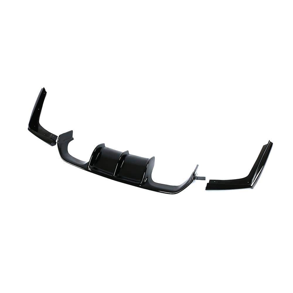 BMW M3/M4 F80 F82 F83 F8X 2014-2020 Gloss/Piano Black Rear Diffuser – V Style | Rear Valance / Lower Bumper Trim / Rear Splitter Insert | Finned V-Design OEM+ Performance – CT Carbon BLAK