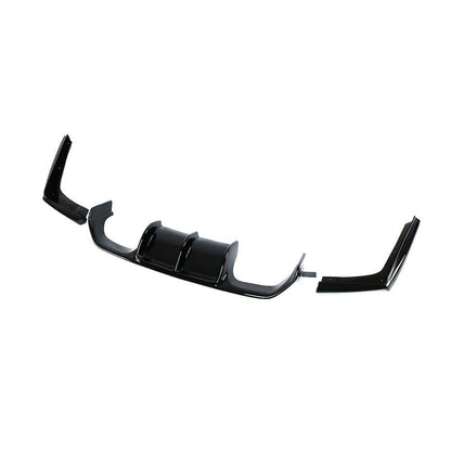 BMW M3/M4 F80 F82 F83 F8X 2014-2020 Gloss/Piano Black Rear Diffuser – V Style | Rear Valance / Lower Bumper Trim / Rear Splitter Insert | Finned V-Design OEM+ Performance – CT Carbon BLAK