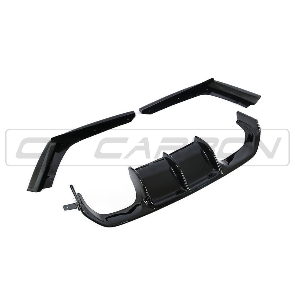 BMW M3/M4 F80 F82 F83 F8X 2014-2020 Gloss/Piano Black Rear Diffuser – V Style | Rear Valance / Lower Bumper Trim / Rear Splitter Insert | Finned V-Design OEM+ Performance – CT Carbon BLAK