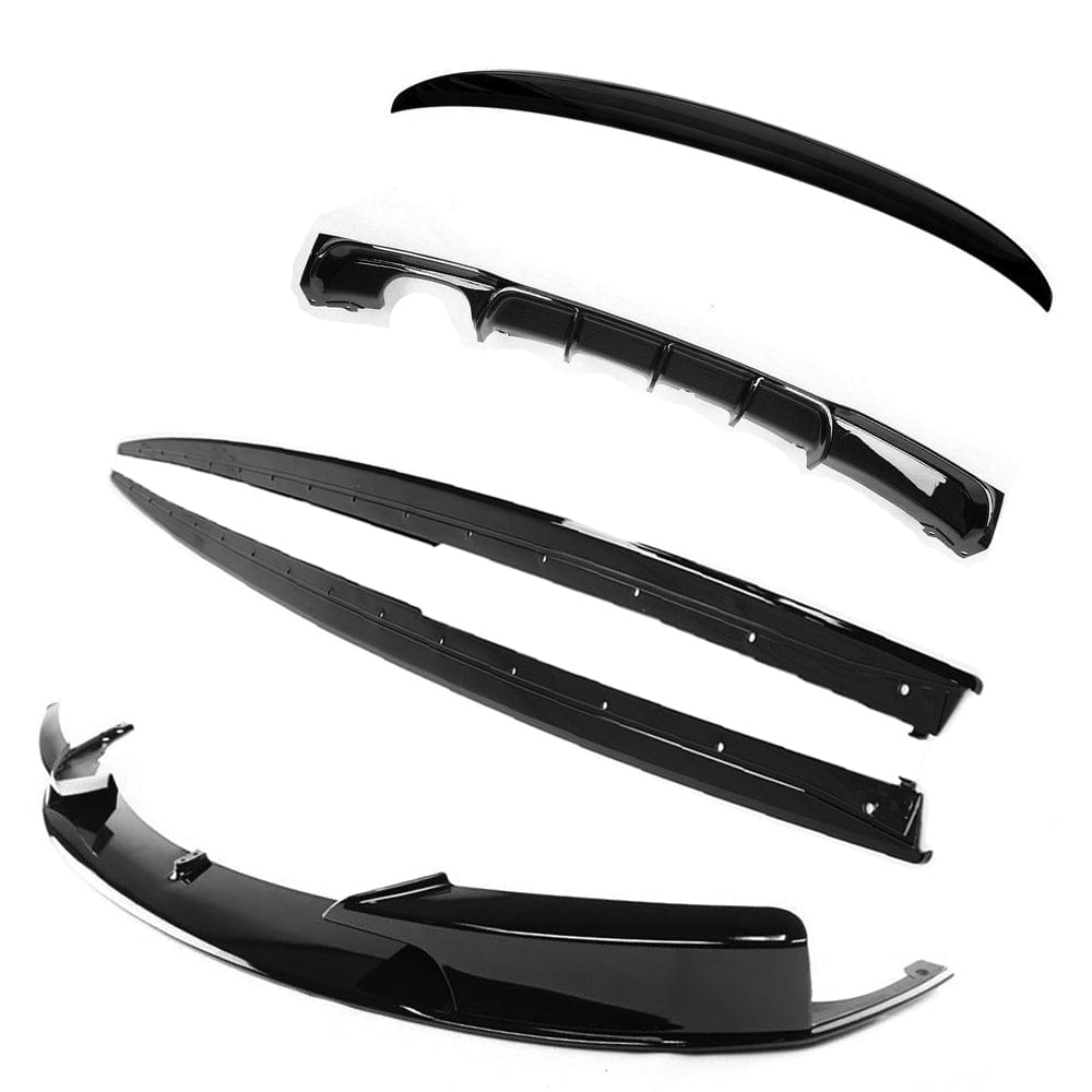 BMW 3 Series F30 Body Kit 2012-2020 Gloss Piano Black M Performance Style - Dual Exit (Twin Exhaust) Aero Pack: Front Lip Splitter, Side Skirt Extensions & Rear Diffuser/Valance | BLAK by CT Carbon | Saloon Pre-LCI/LCI 335i 340i