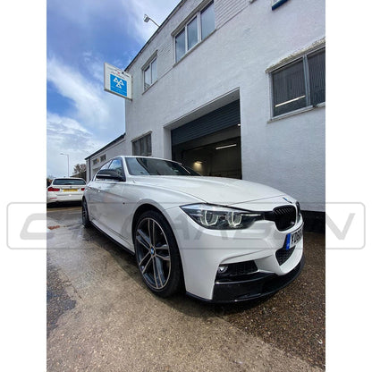 BMW 3 Series F30 Body Kit 2012-2020 Gloss Piano Black M Performance Style - Dual Exit (Twin Exhaust) Aero Pack: Front Lip Splitter, Side Skirt Extensions & Rear Diffuser/Valance | BLAK by CT Carbon | Saloon Pre-LCI/LCI 335i 340i