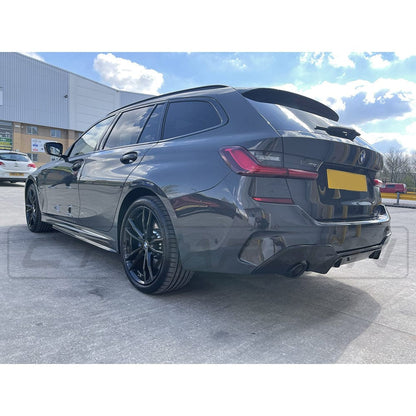 BMW 3 Series G20 M Sport Full Gloss Piano Black Body & Aero Kit (Round Exhaust) - M Performance/MP Style Shadowline Black Pack Styling - 2018+ Saloon/Sedan - CT Carbon BLAK