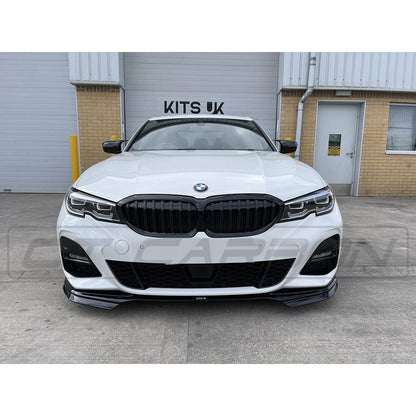 BMW 3 Series G20 M Sport Gloss Black Shadowline Full Body Kit (Round Exhaust) - M Performance Style Aero Pack: Front Splitter, Side Skirts, Rear Diffuser & Boot Spoiler - 2018-On Saloon/Sedan (320i 330i 320d) - BLAK by CT Carbon