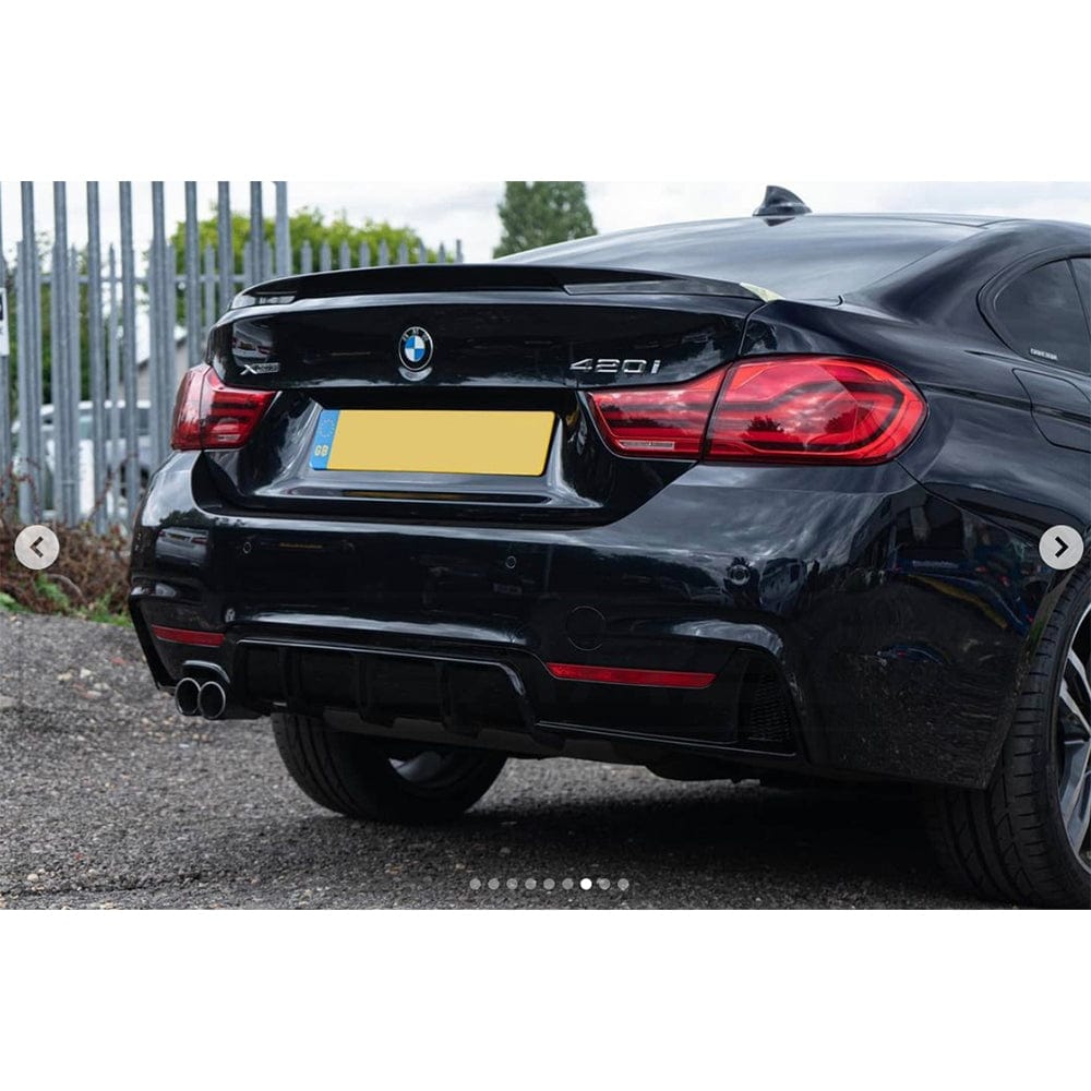 BMW 4 Series F32 2013-2020 Coupe M Sport Matte Black Full Body Kit MP / M Performance Style Aero Lip Kit - Front Splitter, Side Skirts, Rear Diffuser (Twin Left Exhaust) - CT Carbon BLAK