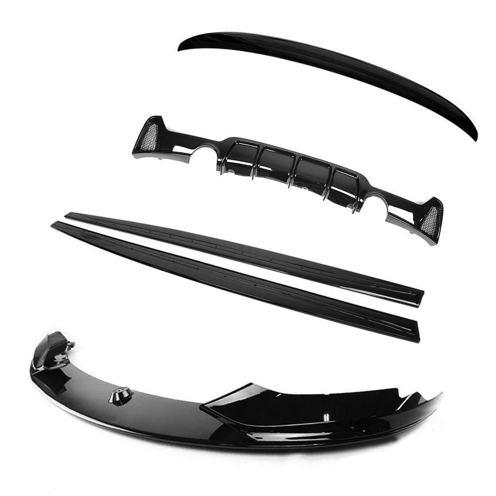 BMW 4 Series F33 Convertible/Cabriolet 2013-2020 High-Gloss Piano Black Full Body Kit (Dual/Twin Exhaust) – M Performance Style Aero Pack: Front Splitter, Side Skirts, Rear Diffuser, Boot Spoiler – BLAK by CT Carbon