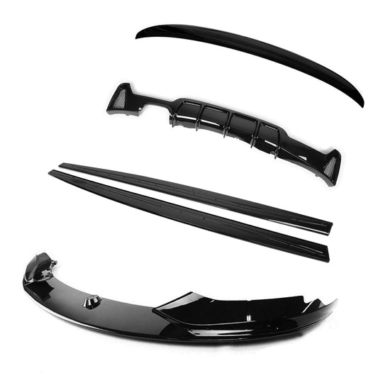 BMW 4 Series F36 Gran Coupe Gloss Piano Black Body Kit | M Performance Style Aero Pack, M Sport Styling | Front Splitter, Side Skirts, Rear Diffuser (Twin Left/Dual Outlet) | 2013-2020 | CT Carbon BLAK Exterior Styling Kit