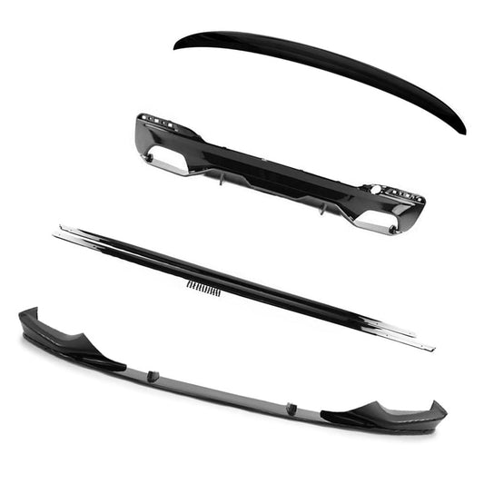 BMW 5 Series G30 2017-2020 Pre-LCI Gloss Piano Black Full Body Kit | M Performance/MP Style Aero Pack | Front Lip Splitter, Side Skirts, Rear Diffuser, Boot Spoiler | Saloon/Sedan | M Sport Compatible | BLAK by CT Carbon | Shadowline Black Pack