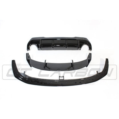 BMW 1 Series F40 2020+ Gloss/Piano Black Body Kit – M Performance/M Sport Style Aero Pack by CT Carbon / CT BLAK | Front Splitter Lip + Rear Diffuser Valance + Boot/Tailgate Spoiler | ABS Black Pack Exterior Styling Upgrade | Shadowline Compatible