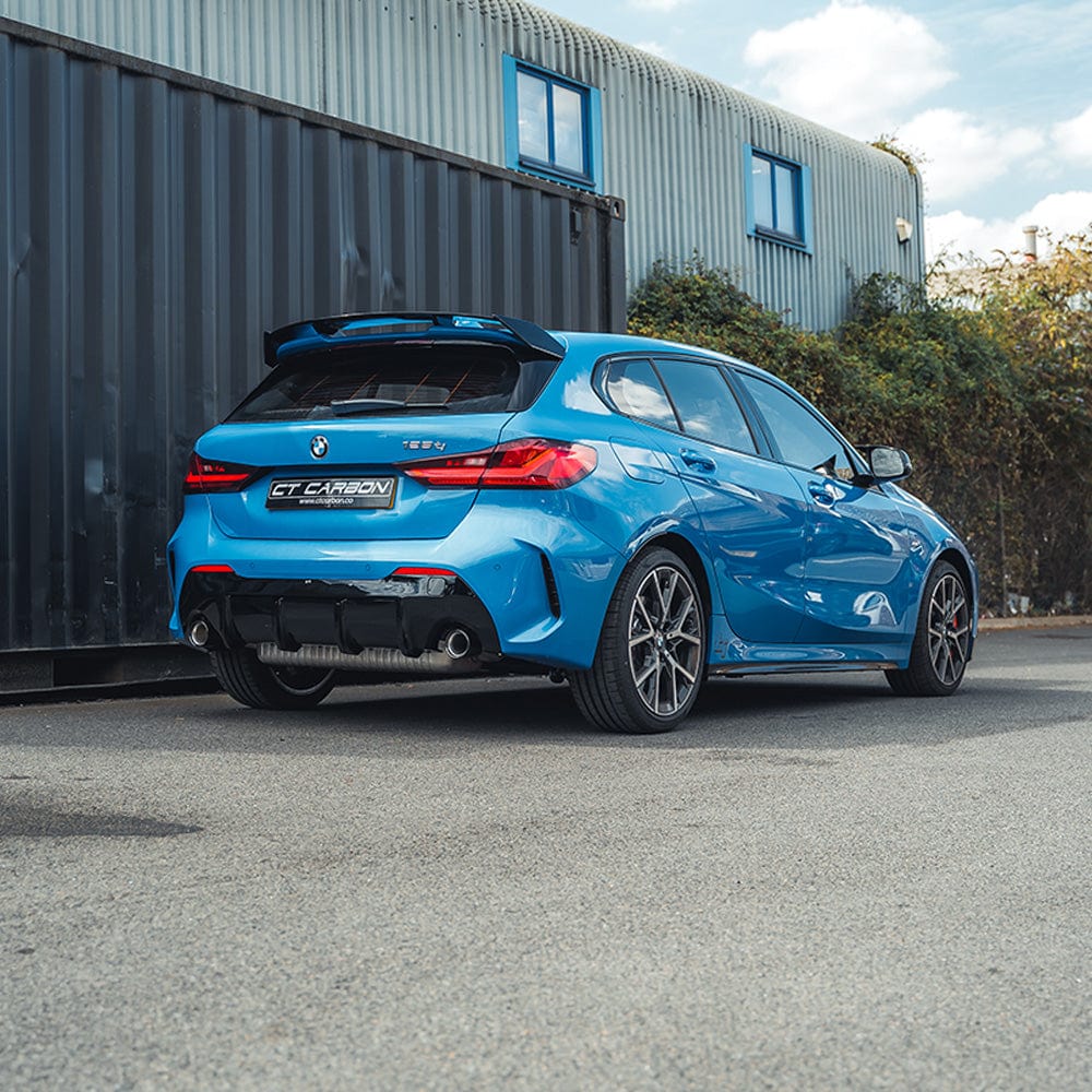 BMW 1 Series F40 2020+ Gloss/Piano Black Body Kit – M Performance/M Sport Style Aero Pack by CT Carbon / CT BLAK | Front Splitter Lip + Rear Diffuser Valance + Boot/Tailgate Spoiler | ABS Black Pack Exterior Styling Upgrade | Shadowline Compatible