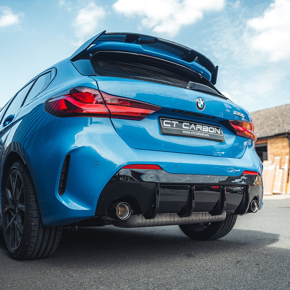 BMW 1 Series F40 2020+ Gloss Black Rear Boot Lip Spoiler – M/MP Performance Style Tailgate Wing, Piano Black ABS – OEM+ Bootlid Lip for Hatchback by CT Carbon CT BLAK