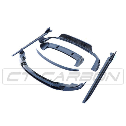 BMW X5 G05 2018-2024 Full Black ABS Plastic Body Kit – Gloss/Piano Black Exterior: Front Splitter Lip, Twin Boot Spoiler, Rear Diffuser Valance, Side Skirt Extensions | Aero Styling Pack | Shadowline Black Pack by CT Carbon