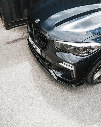 BMW X5 G05 2018-2024 Full Black ABS Plastic Body Kit – Gloss/Piano Black Exterior: Front Splitter Lip, Twin Boot Spoiler, Rear Diffuser Valance, Side Skirt Extensions | Aero Styling Pack | Shadowline Black Pack by CT Carbon