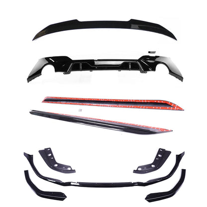 BMW 3 Series G20 2018+ Gloss/Piano Black Body Kit V2 – M Performance Style Aero Pack (Round Tips) | Front Splitter/Lip, Side Skirts, Rear Diffuser/Valance, Boot Lip Spoiler – Saloon/Sedan – ABS – BLAK by CT – 320i 320d 330i 330e