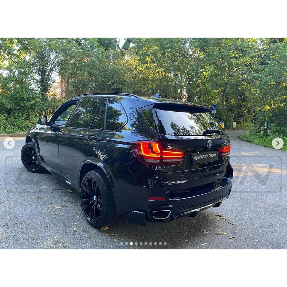 BMW X5 F15 2014-2018 High Gloss Piano Black Exterior Body/Aero Kit, M Performance MP Style Front Splitter/Lip Spoiler + Rear Diffuser Valance + Rear Bumper Corner Spats | Shadowline Black Pack OEM Plus Styling
