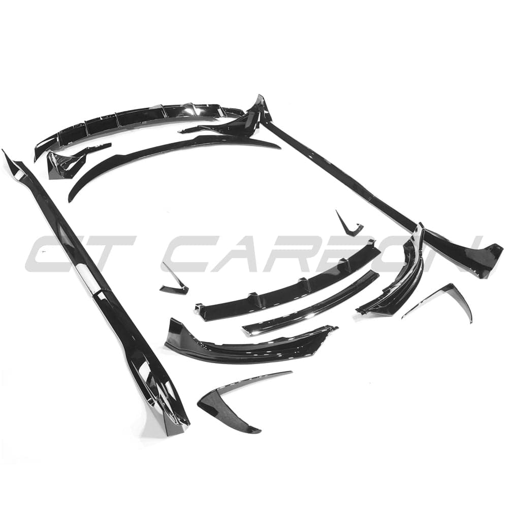 Tesla Model 3 Gloss Black Body Kit 2017+ – BLAK by CT Carbon Aero Pack: Front Splitter Lip, Side Skirts, Rear Diffuser & Spats, Boot/Trunk Lip Spoiler – Piano Black ABS OEM+ Exterior Styling Upgrade