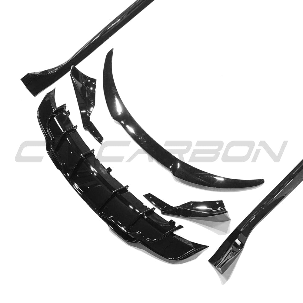 Tesla Model 3 Gloss Black Body Kit 2017+ – BLAK by CT Carbon Aero Pack: Front Splitter Lip, Side Skirts, Rear Diffuser & Spats, Boot/Trunk Lip Spoiler – Piano Black ABS OEM+ Exterior Styling Upgrade