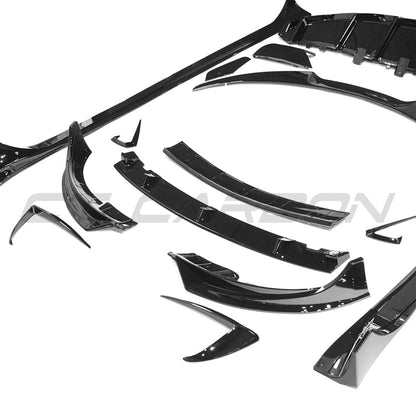 Tesla Model Y Gloss Piano Black Body Kit / Aero Kit – Blackout Styling Pack (2020+) with Front Lip Splitter, Side Skirts, Rear Diffuser & Spoiler – BLAK by CT Carbon